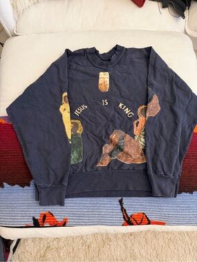 Yeezy Jesus Is King Graphic Crewneck Sweatshirt - gray